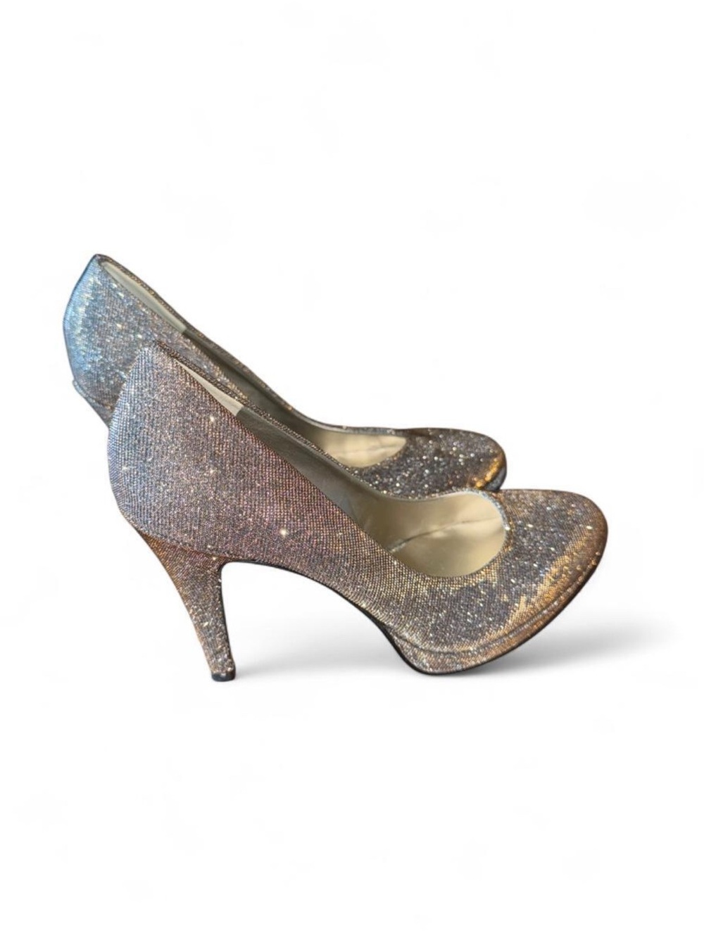 Nine West Silver Glitter High Heel Pumps